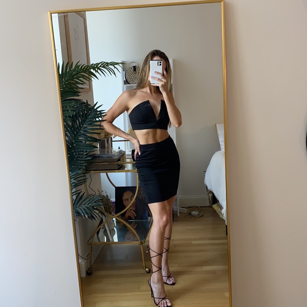 Black two piece mini dress going out